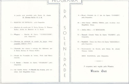 Convite da solenidade de formatura do Ginásio de São Bento, 1940
